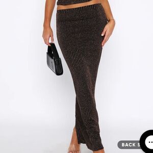 White Fox Never Again‎ Maxi Skirt Bronze XS Nwt